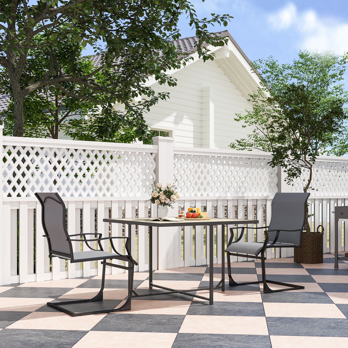 Set aus 4 Outdoor-Essstühlen
