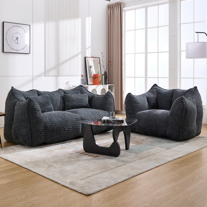 Komprimierter Plüsch-Sitzsack-Sofa-Couch – Mit Hochleistungs-Schaum gefüllt, ultra-weicher Bouclé-Liegestuhl für eine oder zwei Personen, gemütliche Sitzgelegenheit im Wohnzimmer zum Lesen, Spielen und Entspannen, platzsparend vakuumverpackt