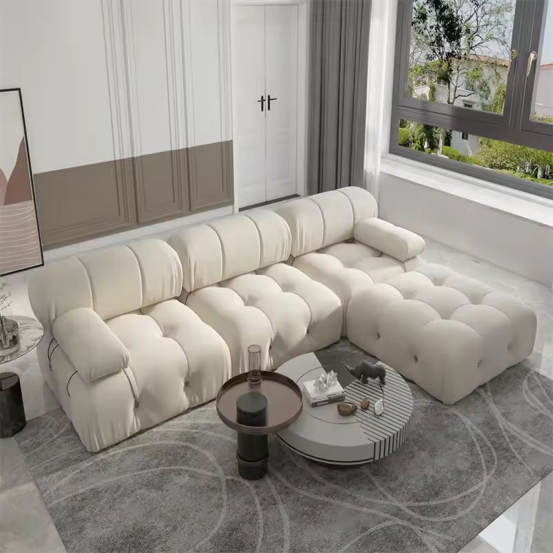 Nordisches modernes Apartment-Möbel-Stoff-Schnallen-Design-Sofa Wohnzimmer-Couch Leicht luxuriöses Schwammsofa für Verschluss-Design
