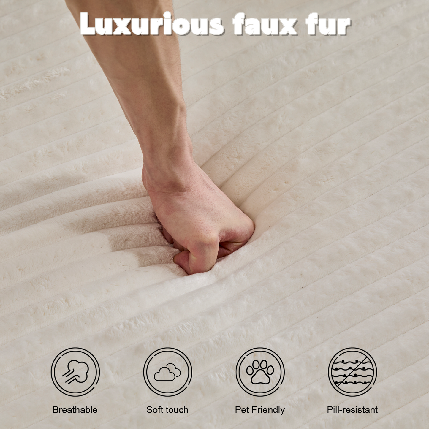 Überdimensionierter Chaiselongue-Sessel Gemütliches Wolken-Sofa, Modern mit Plüsch-Cord-Stoff Bezogenes Schlafsofa-Tagbett mit 3 Dekokissen und breiter Armlehne für das Wohnzimmer, Keine Montage erforderlich, Weiß