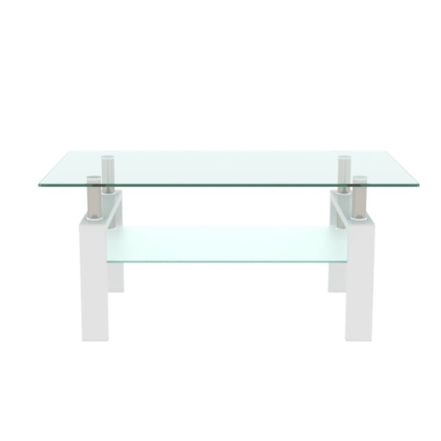 Weißer Couchtisch, Klarer Couchtisch, Moderne Beistelltische und Mittelstücke für das Wohnzimmer, Möbel für das Wohnzimmer