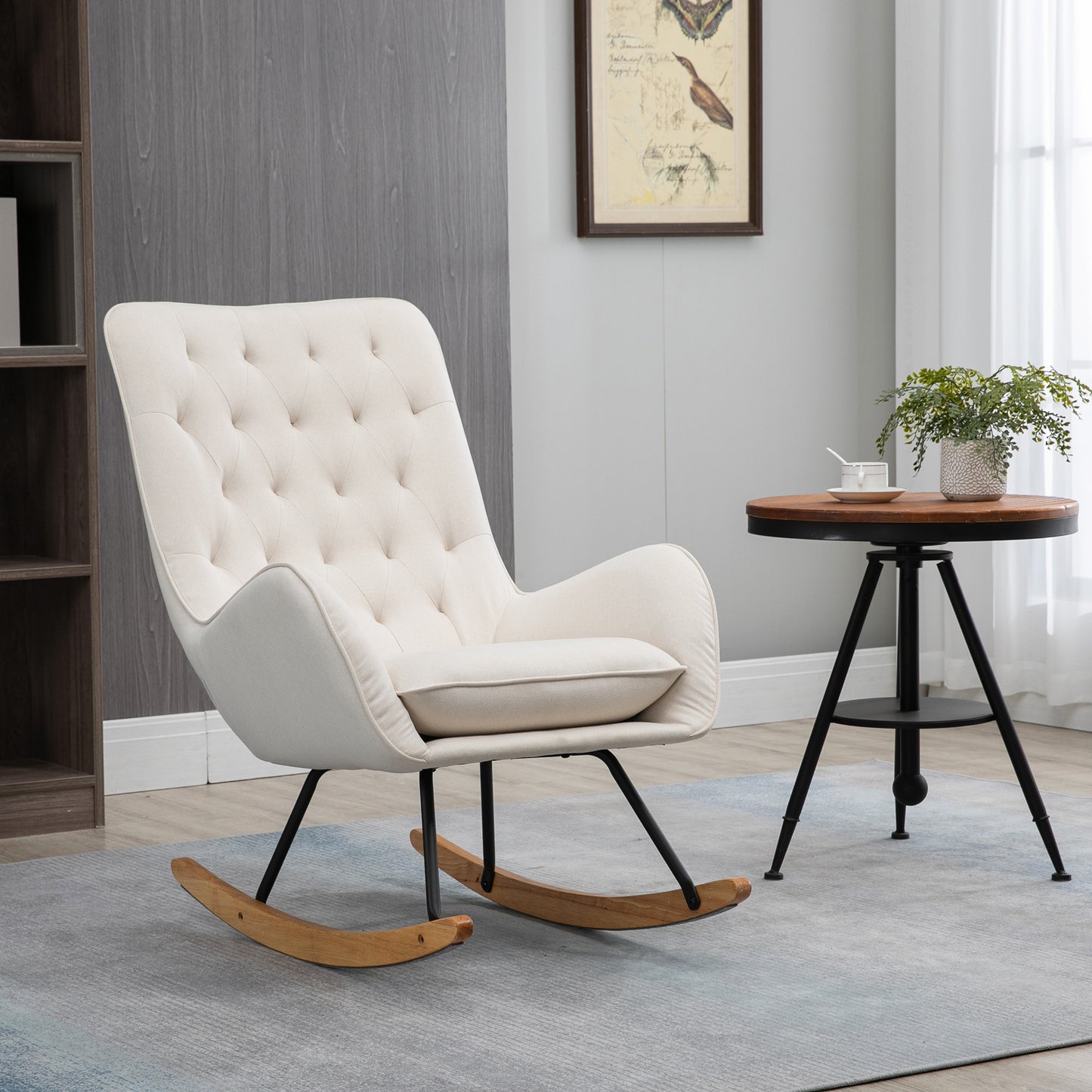 Moderne Schaukelstuhl mit abnehmbarem Lendenkissen, Sofa-Sessel mit dicker Polsterung
