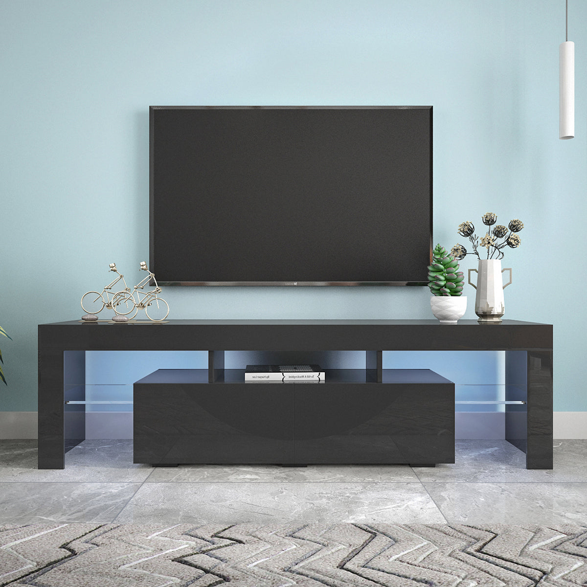 Moderne schwarze TV-Ständ 20 Farben LED-TV-Ständ mit Fernbedienungslichtern