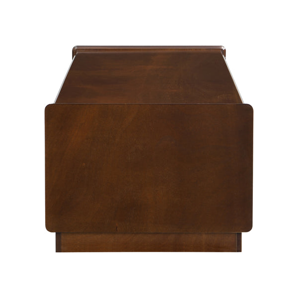 U-Can Moderner Rechteckiger Couchtisch Mit 4 Schubladen Und 2 Vitrinenböden, Holz-Couchtisch Im Rillenstil, Temperglas Für Das Wohnzimmer