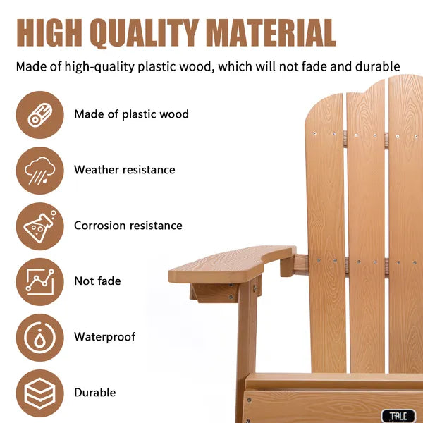 TALE Adirondack-Sessel Gartenmöbel für den Außenbereich Lackierte Sitzmöglichkeit mit Getränkehalter Allwetter- und verblüfungsbeständiges Kunststoffholz für Rasen und Terrasse