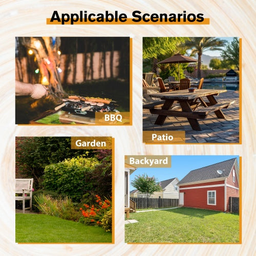 8-Person-Brauner Holztisch für Picknick, Outdoor-Camping-Esstisch mit 2 Sitzen, Garten, DIY mit 2 integrierten Bänken, Tragfähigkeit 2220 lb