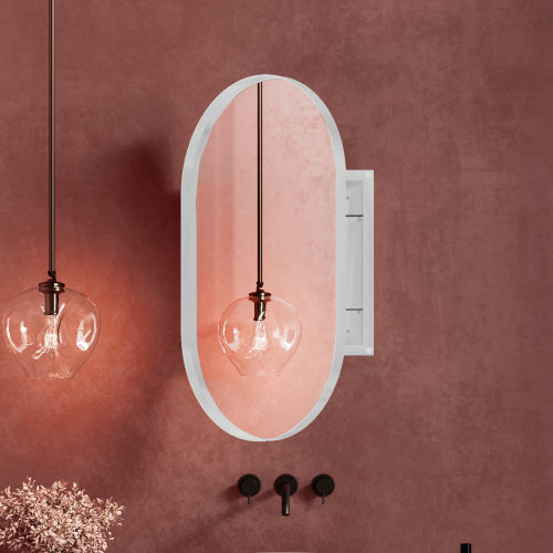 20x34 Zoll Ovales Einbauschrank aus Metallrahmen für das Badezimmer mit Spiegel und einstellbaren Regalen Nicht verfügbar Plattformen- Temu