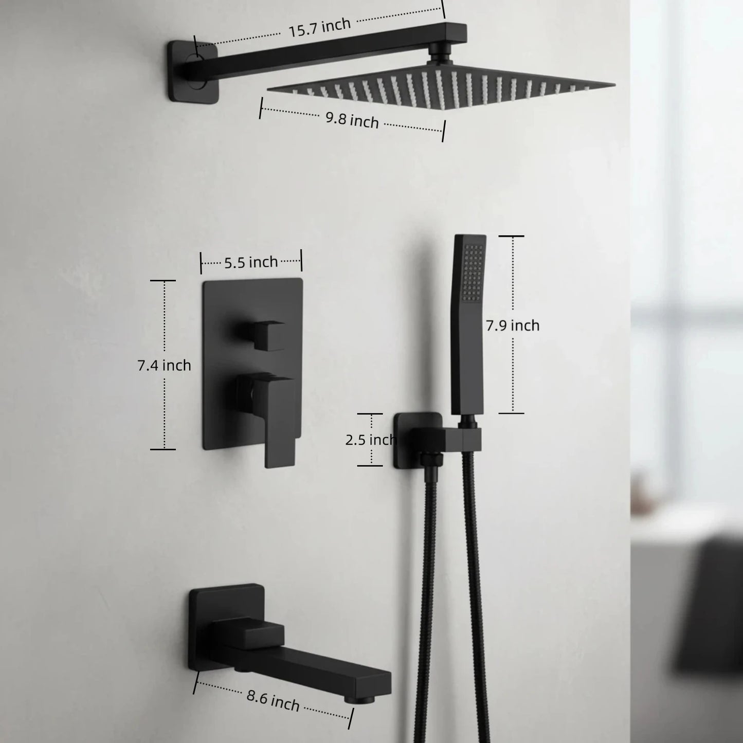 Rain Shower System Matte Black