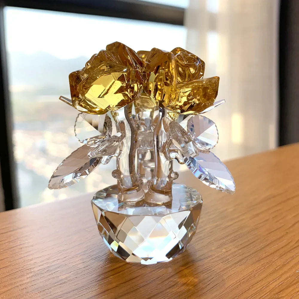 Decorbites™ Kristall-Rosenblumen-Träume Glas-Papiergewicht-Bouquet-Skulptur