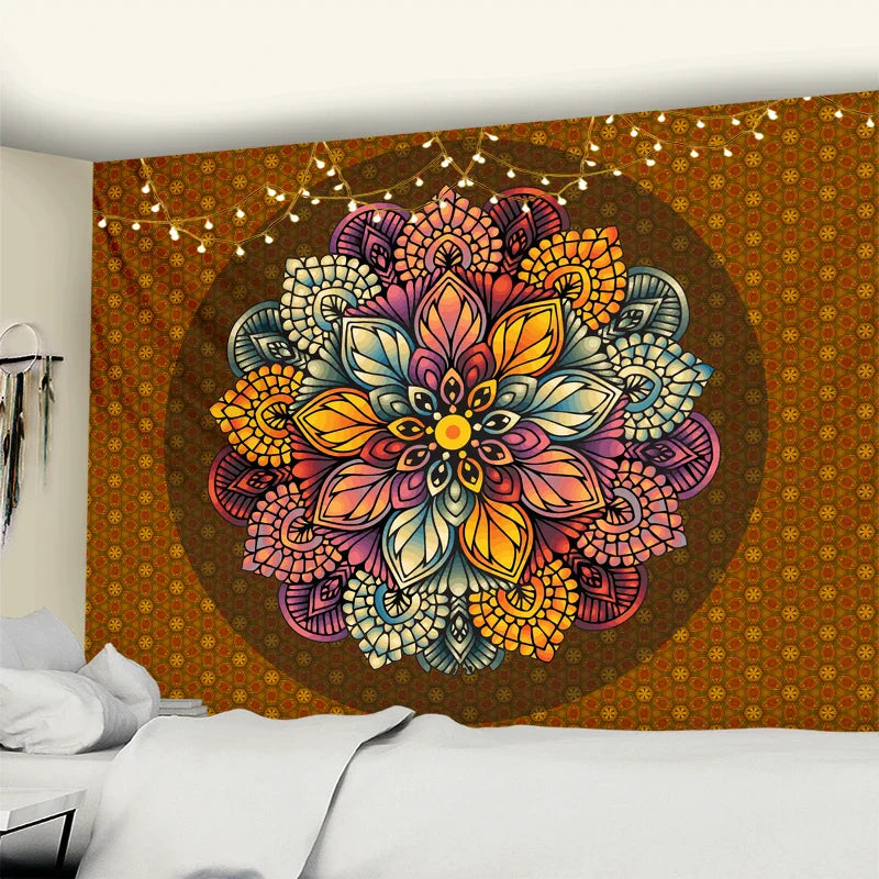 Decorbites™ Elefanten-Mandalas-Tapisserie Wandbehänge für psychedelische Hippie-Heimdekoration