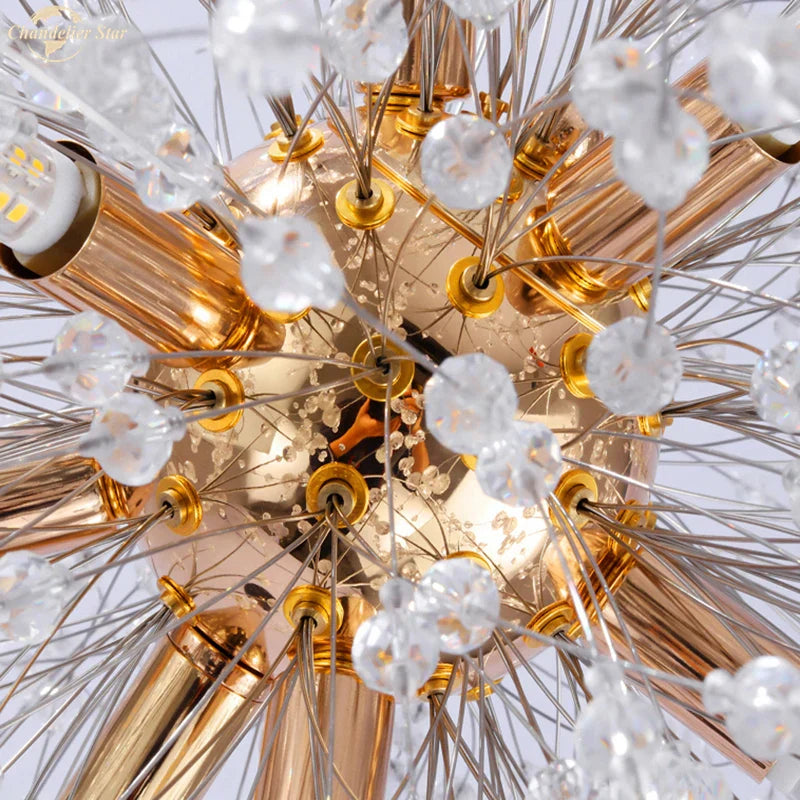 Decorbites™ Kristallstern-LED-Kronleuchter – Art-Deco-Löwenzahn-Hängeleuchte für die Wohnraumausstattung