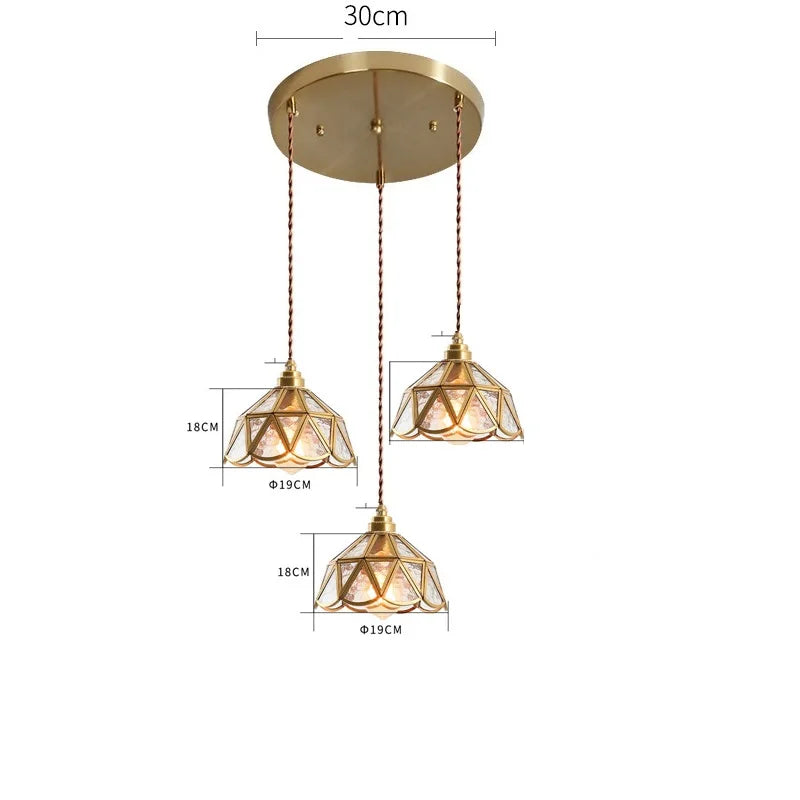 Decorbites™ Japanisches Vintage-Glas-Kupfer-LED-Pendant-Lampenleuchte für Schlafzimmer, Bar, Café