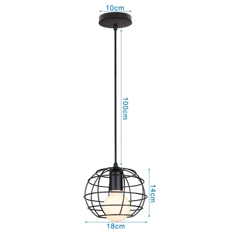 Decorbites™ Industrielles Nordisches Käfig-Pendant-Licht, Schwarzes Eisen Retro-Loft-Hängeleuchte