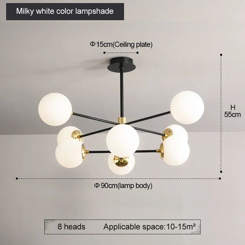 Decorbites™ Glas-Kugeln-LED-Kronleuchter: Retro runde Schmiedeeisen-Innenbeleuchtung für Küche, Wohnzimmer, Bauernhaus