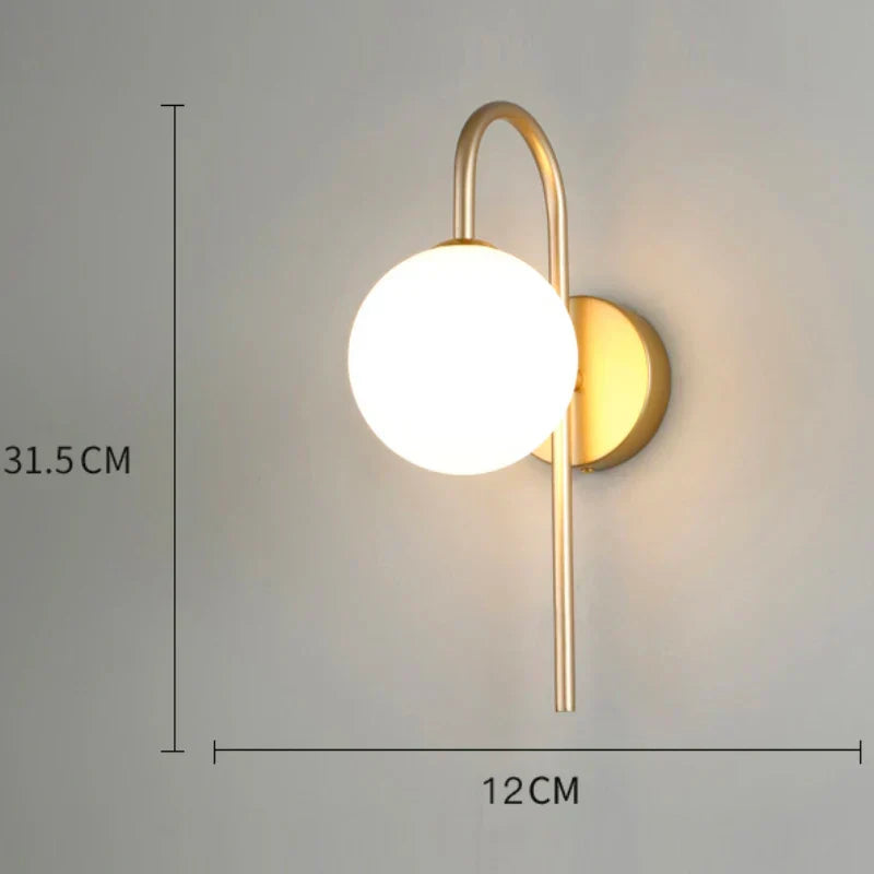 DecorBites™ Glass Gold LED Wall Lamp for Chic Indoor Lighting