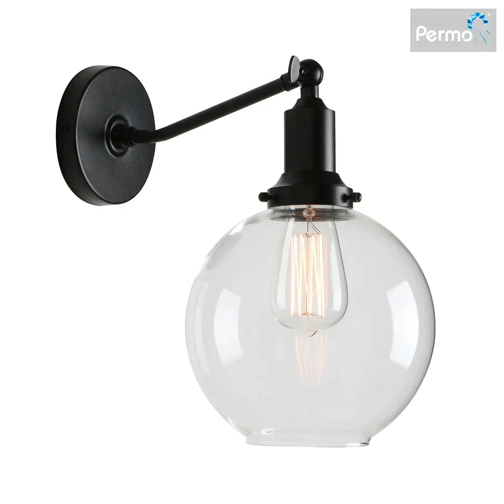 Decorbites™ Industrielle Vintage Wandarmleuchte mit klarem Glas-Schirm Fixt