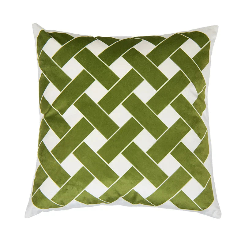 DecorBites™ Intersecting Geometric Velvet Printed Cushion Cover - Modern Nordic Sofa Decor 50x50cm