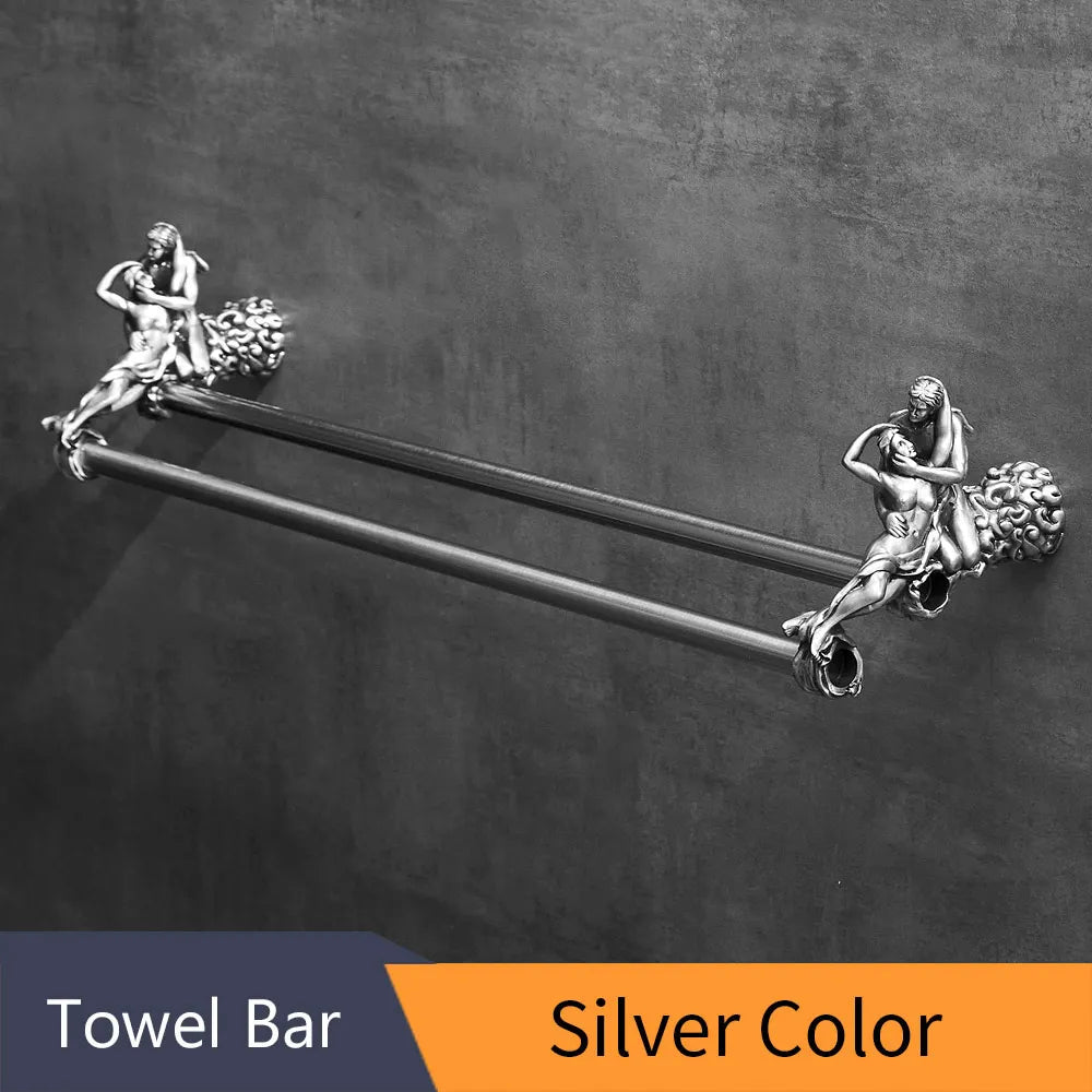 Decorbites™ Doppeltuchstangen: Gold/Silber Badezimmertuchhalter, Wandmontiert Messing