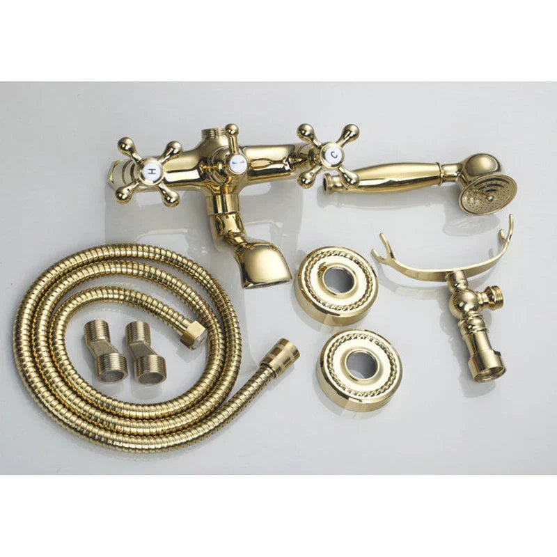 Decorbites™ Golden Duscharmatur mit Doppelgriffen für Waschbecken und Badewanne