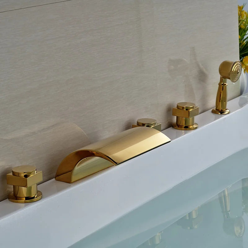 Decorbites™ Golden Wandmontierter Messing-Badewannenarmatur mit Handbrause