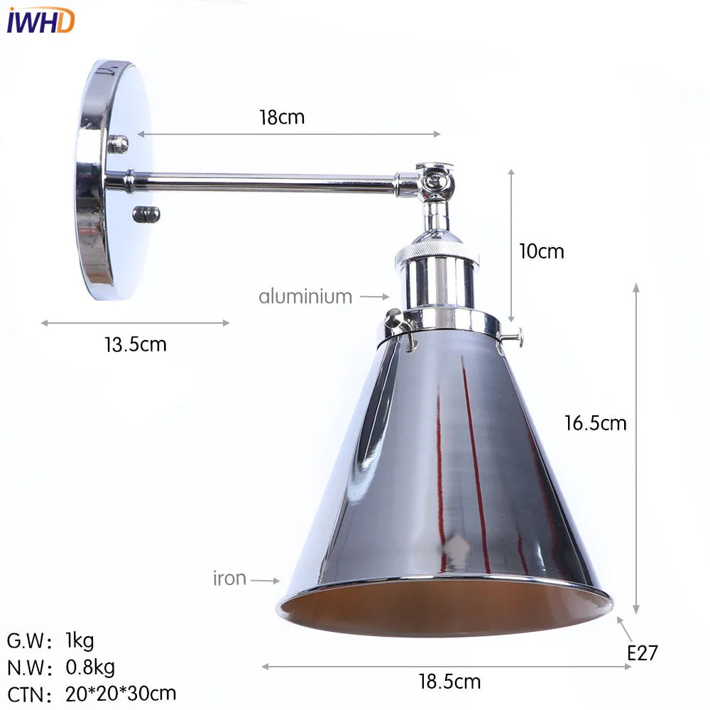 Decorbites™ Eisen Golden Antik LED Wandlampe Retro Industrie Vintage Wandlampe