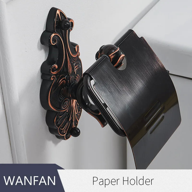 Decorbites™ Schwarz Messing Toilettenpapierhalter Wandmontiert Badezimmer-Zubehör Halterregal