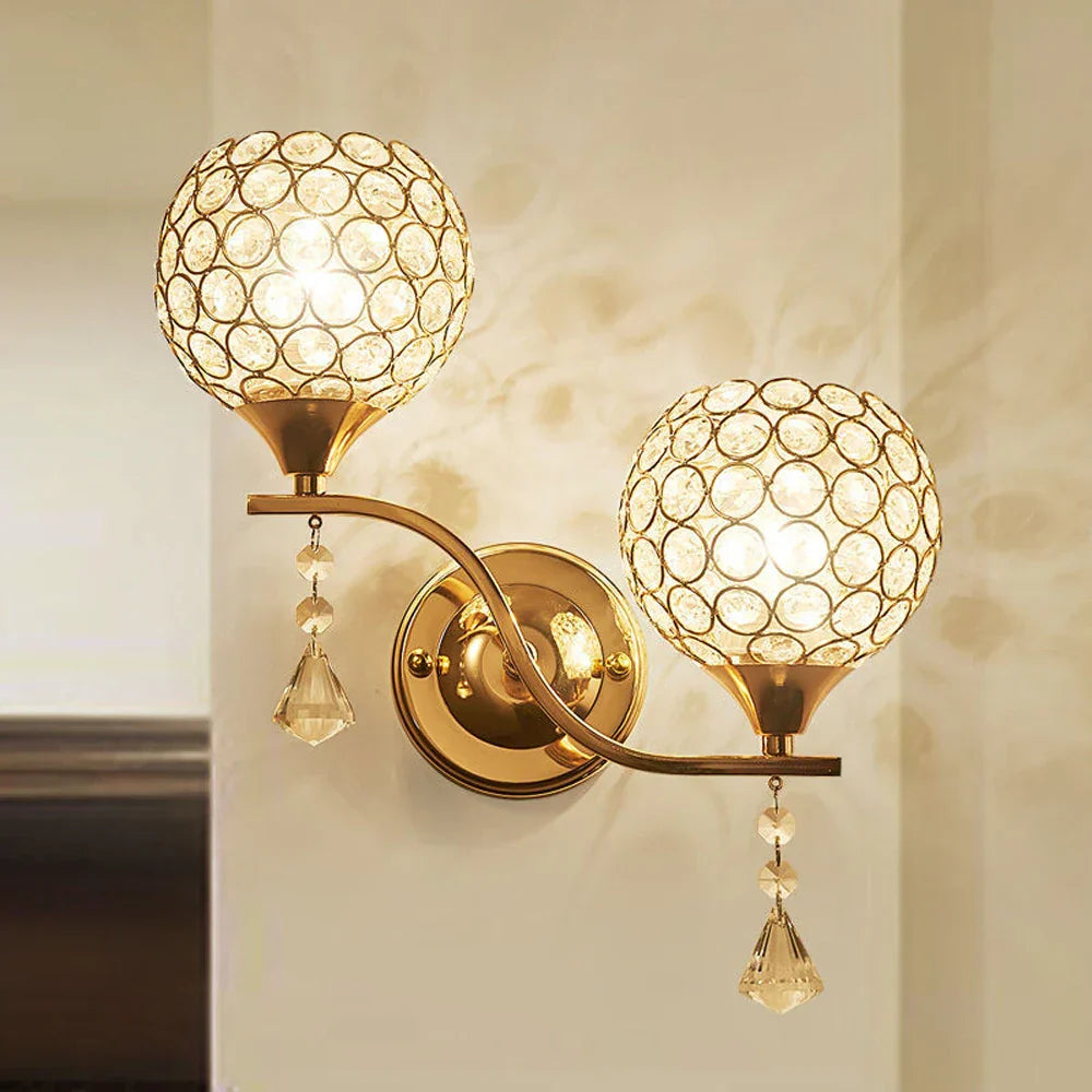 DecorBites™ Crystal Wall Sconce: Modern Bedside Wall Lamp for Home Decor