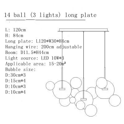Decorbites™ Glas-Blase-LED-Kronleuchter für Kinder-Küchen-Esszimmer-Büro-Beleuchtung