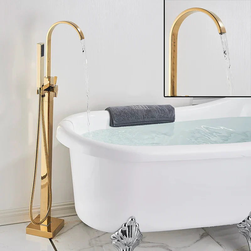 Decorbites™ Gold freistehender Badewannenarmatur mit Handbrause