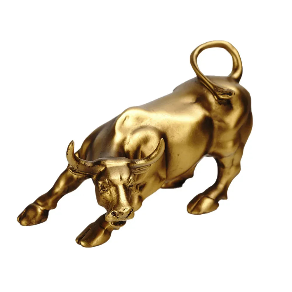 Decorbites™ Gold Wall Street Bull Statue: Bürodekor, Wohnzimmerornament, Schreibtischdekoration