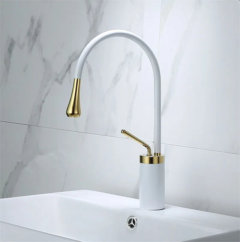 Decorbites™ Gebürsteter Gold Waschbeckenarmatur Heiß Kalt Schwarz Spüle Küche Schwenkbar Wasserhahn