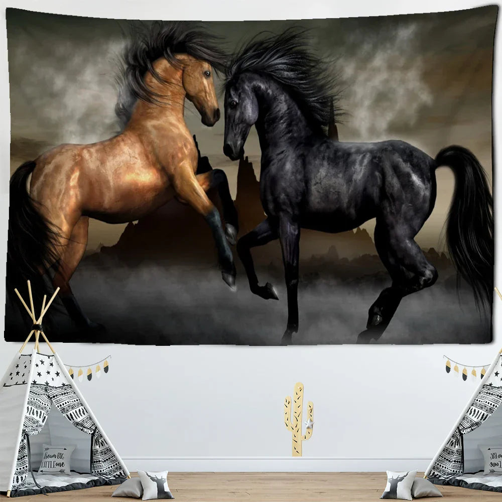 Decorbites™ Wandteppich mit galoppierendem Pferd Psychedelische Boho-Hippie-Kunst-Teppich