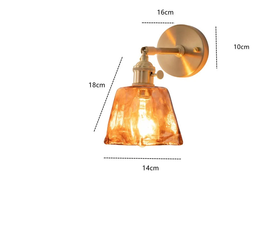 Decorbites™ Bernstein-Glas-Wandleuchte-Schalter, Moderne Kupfer-LED-Lampe für Zuhause, Schlafzimmer, Wohnzimmer