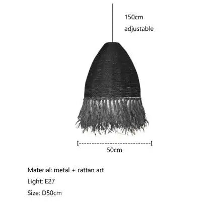Decorbites™ Handgefertigte Rattan-Hängeleuchte für Wohnzimmer, Schlafzimmer – Japanischer Stil