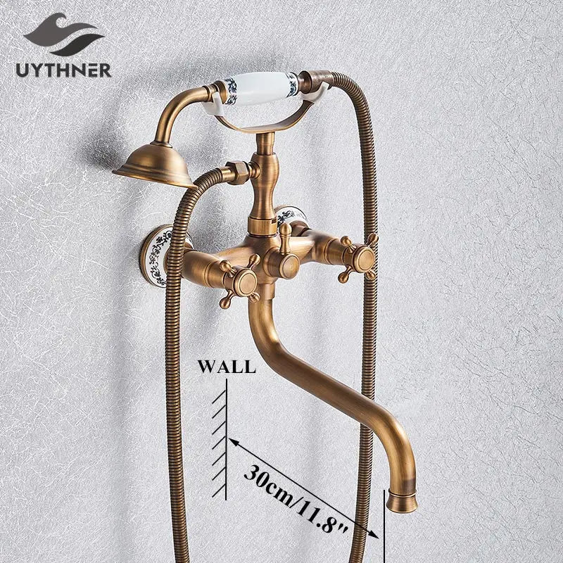 Decorbites™ Golden Schwarzer Badewannenarmatur mit Handbrause und drehbarem Auslauf