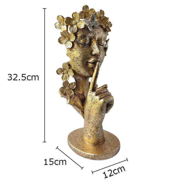 Decorbites™ Gold Schweigen ist Gold Girlande Figur Harz-Skulptur Schreibtisch-Dekoration
