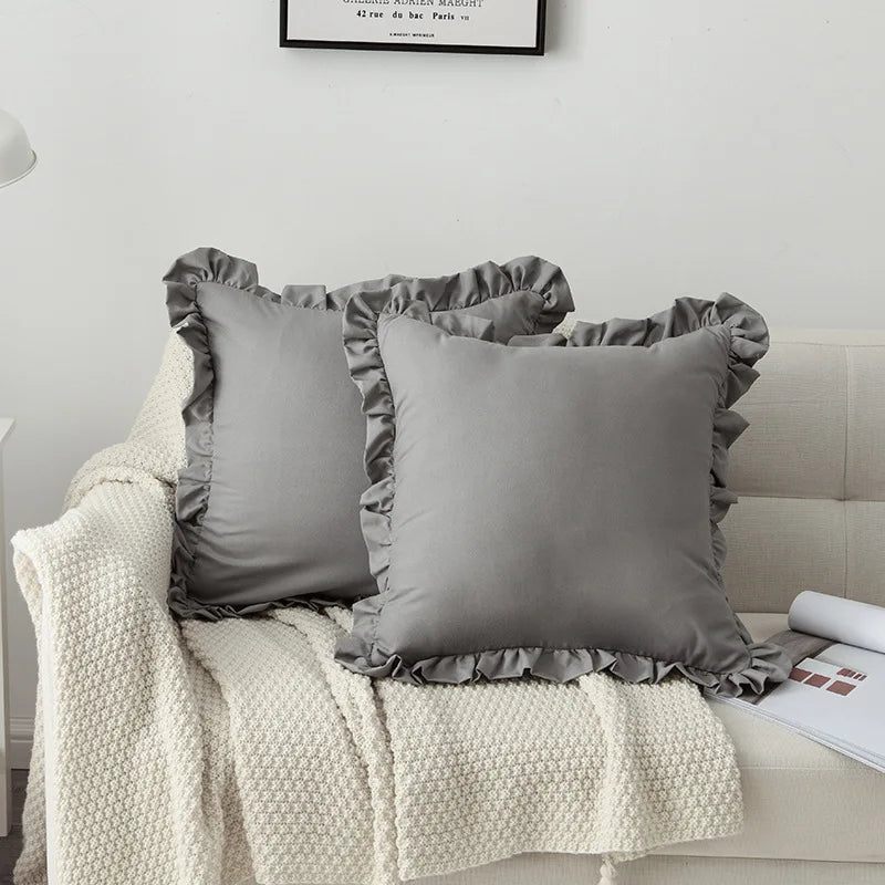 Decorbites™ Französisches Rüschengarnitur Kissenbezug Weich Bequem Einfarbig Sofaüberzug