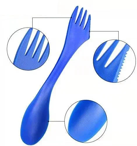 DecorBites™ Kids 3-In-1 Plastic Spork Set for Traveling, Camping, and Picnics