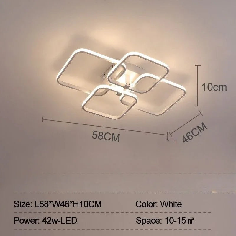 Decorbites™ LED-Deckenleuchte 4 Ringe 78 W quadratisch für Wohnzimmer Schlafzimmer Bar