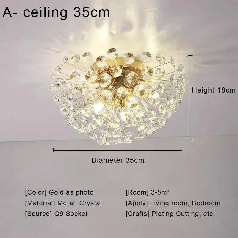 DecorBites™ Crystal LED Ceiling Pendant Chandelier for Home Decoration and Lighting