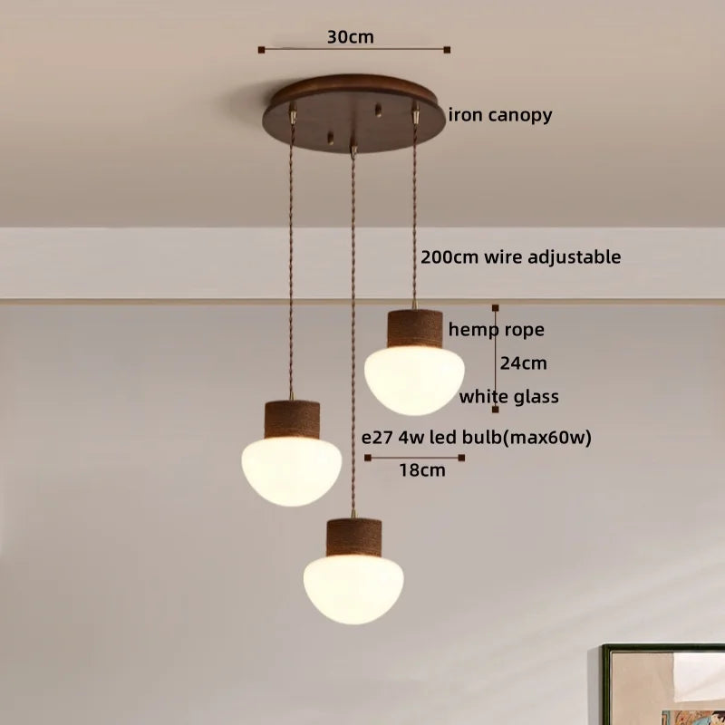 Decorbites™ Hanfseil LED-Hängeleuchte - Nordische Glasleuchte für die Raumdekoration im Haus