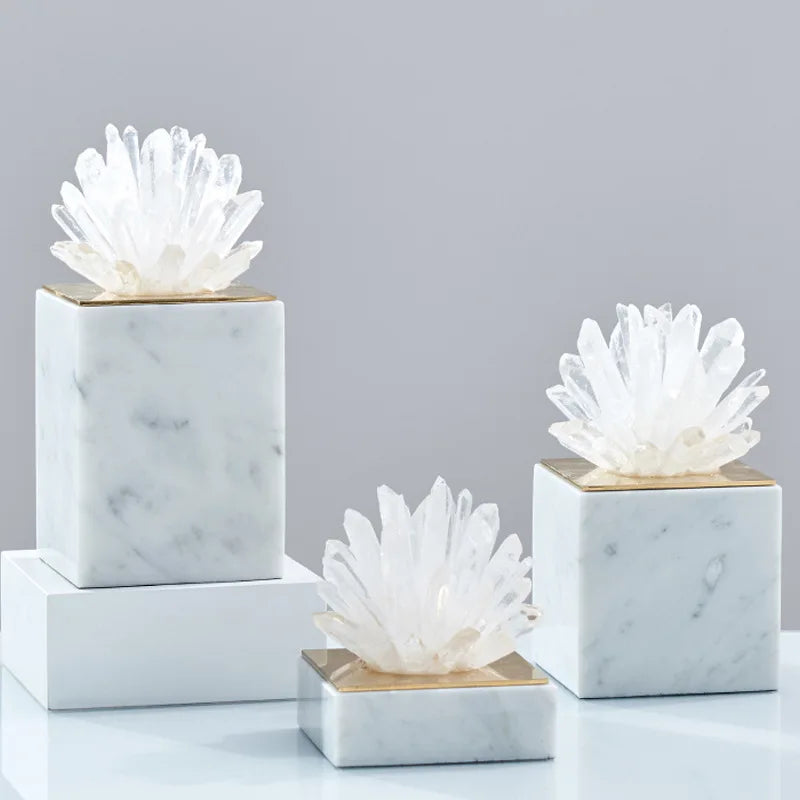 Decorbites™ Achatstein-Kristall-Skulptur Vergoldete Marmor-Dekoration für Wohnzimmer-Schreibtisch