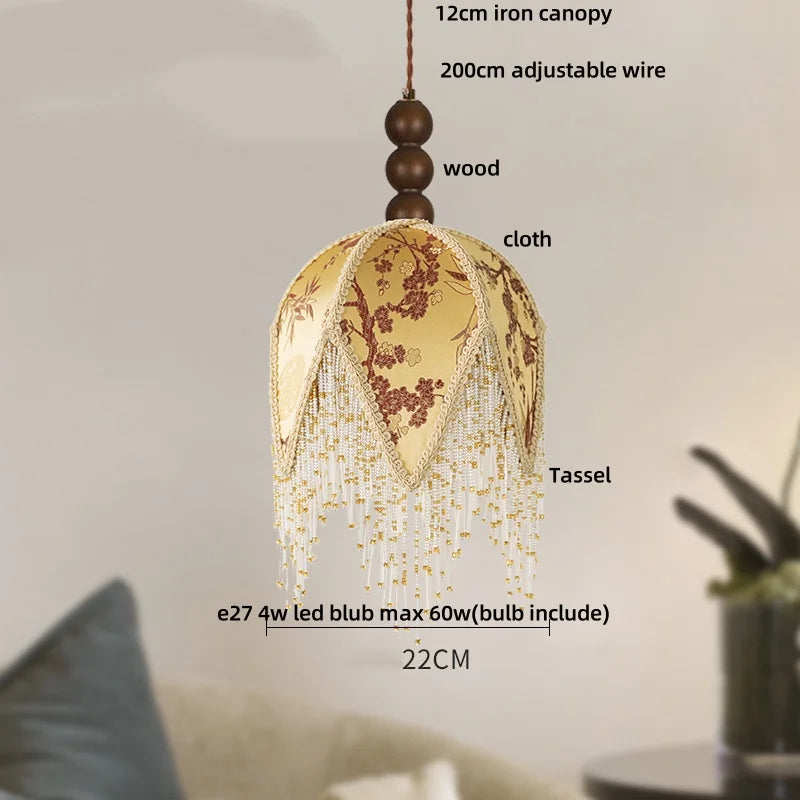 Decorbites™ Eisen-Quaste-LED-Hängeleuchten Vintage Französischer Stoff Heimdekoration Flur Schlafzimmer