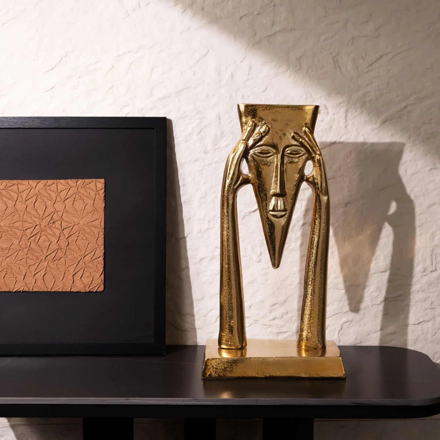 Decorbites™ Goldene Maskierte Figur Skulptur: Abstraktes Geometrisches Porträt Heimdekoration Figurine