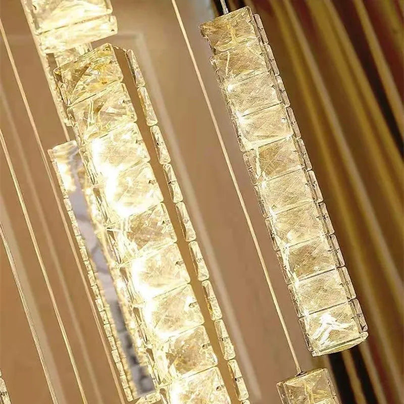 Decorbites™ Kristall-Leuchter: Moderner nordischer Spiral-Treppenaufsatzleuchter, golden/silbern für luxuriöse Esszimmer
