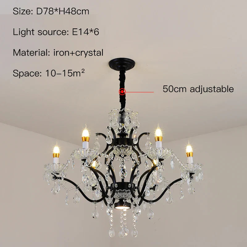 Decorbites™ Kristallkerzenleuchter-Beleuchtung: Schwarze Pendelleuchten für Esszimmer, Küche & Landhausstil