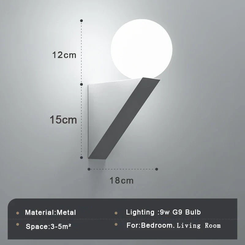 Decorbites™ Glas-Kugel Moderne G9 LED Wandlampe, 9W Innen-Wandlampe für Schlafzimmer und Wohnzimmer