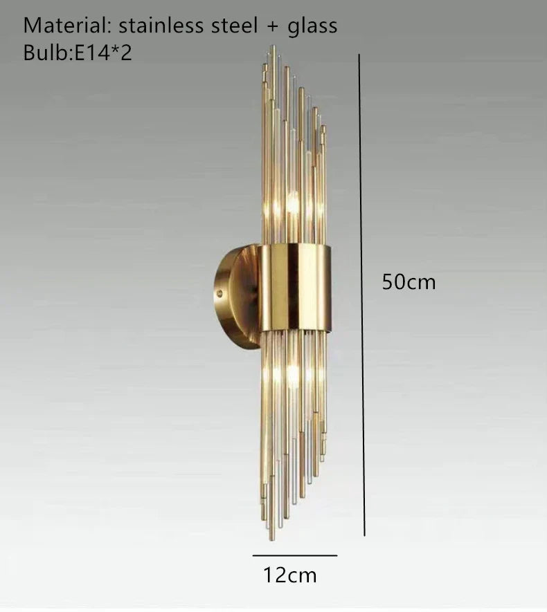 Decorbites™ Gold Edelstahl Glas Wandlampen für Schlafzimmer, Esszimmer, Gang Wandbeleuchtung