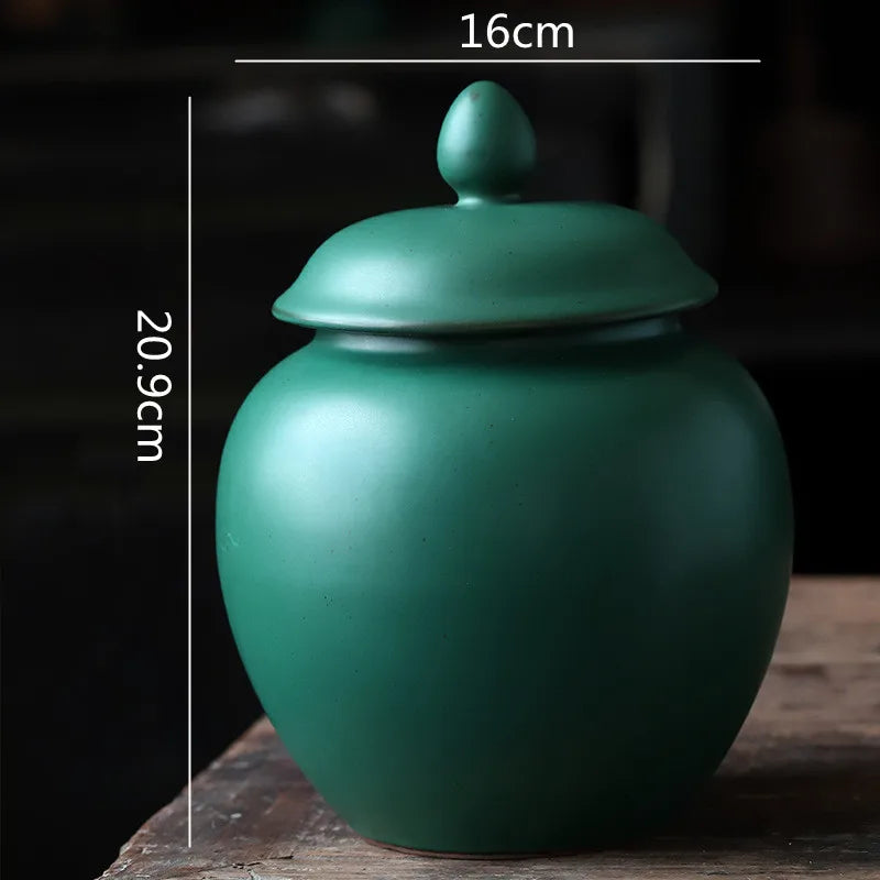 Decorbites™ Grüne Keramik-Teedose: Luftdichter Porzellanaufbewahrungskontainer, Küchendekorationsflasche