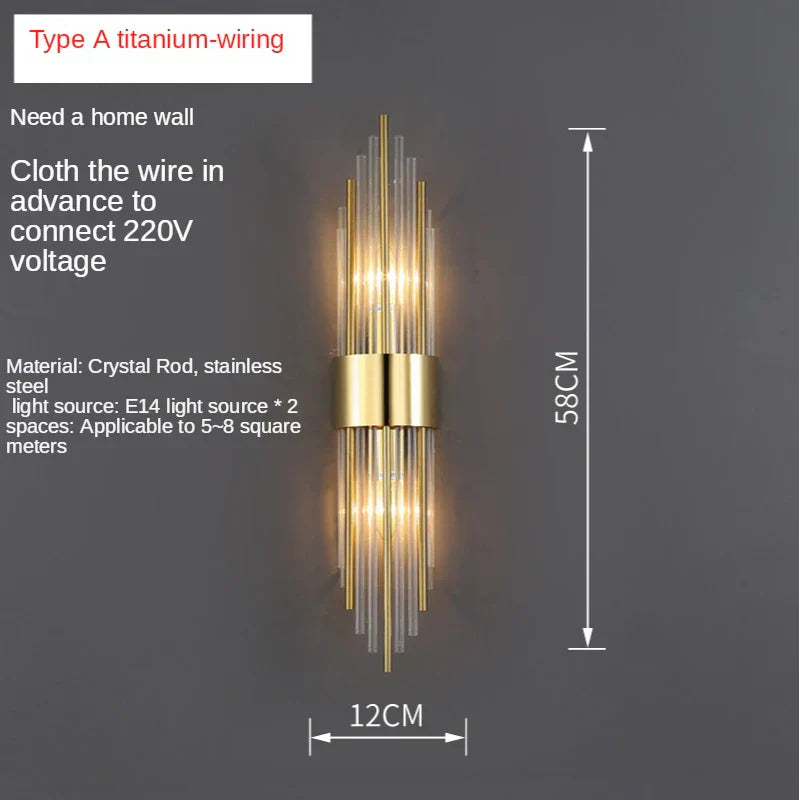DecorBites™ Crystal Copper Wall Lights: Postmodern Luxe Bedroom & Living Room Lighting